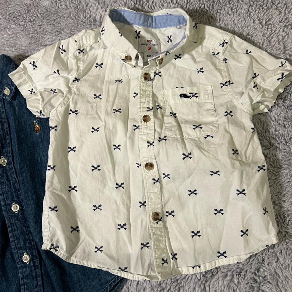 Bundle Ralph Lauren Long Sleeve Denim Button Down & Vineyard Vines Short Sleeve